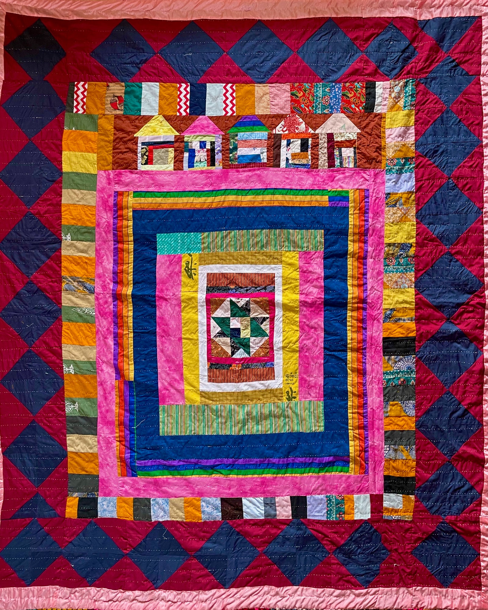 Classic Quilt - Bright Dream Houses